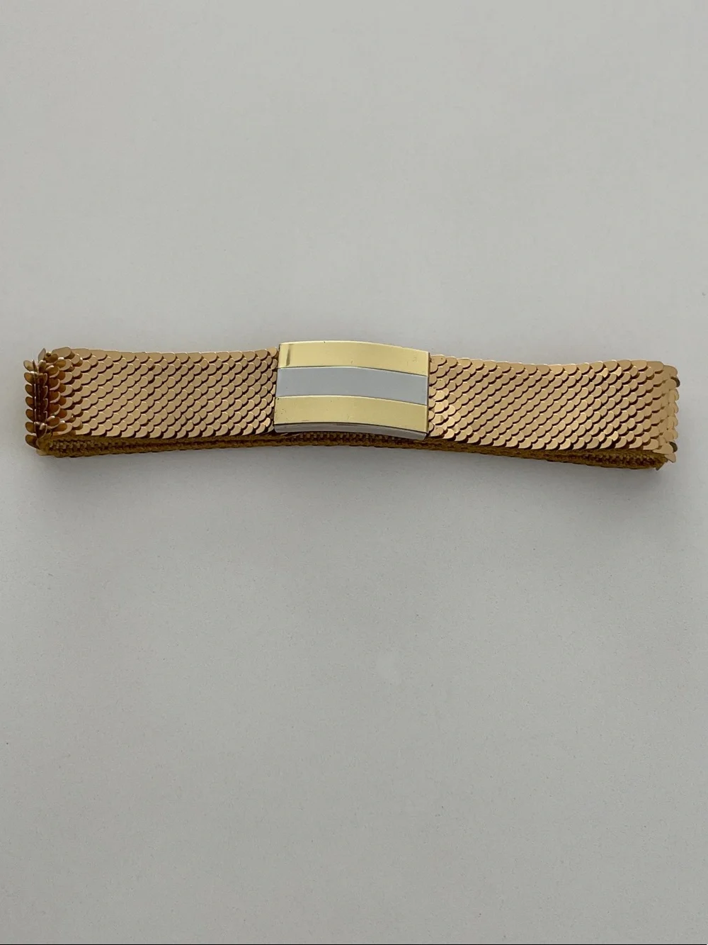Vintage Fish Scale Stretch Belt Gold Mesh Belt with Metallic Accent unisex